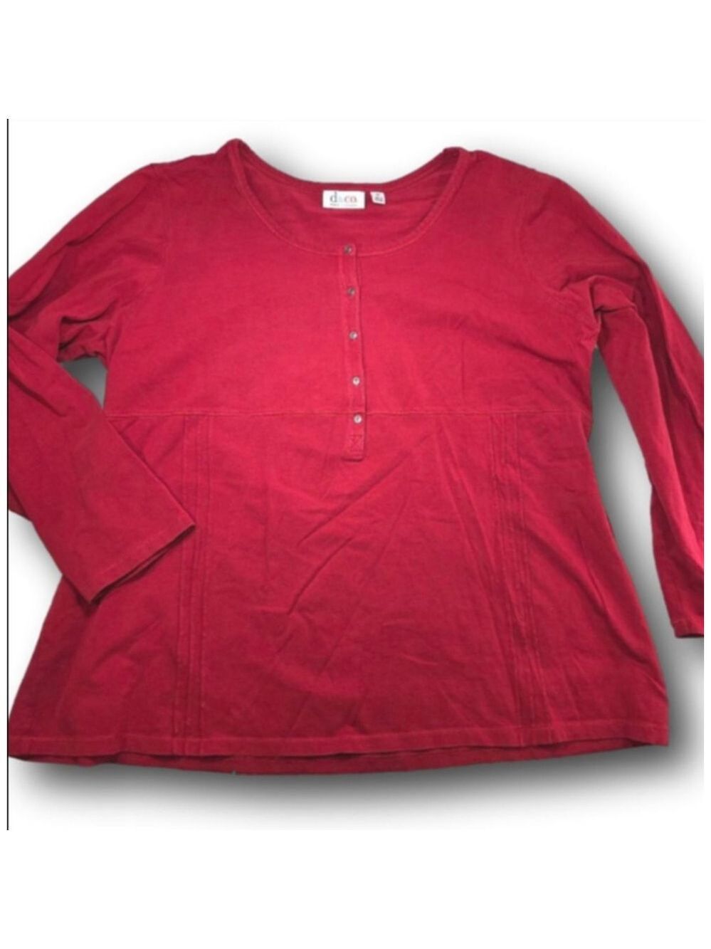 Women's d&co. denim + company Red Long Sleeve Tee 2X